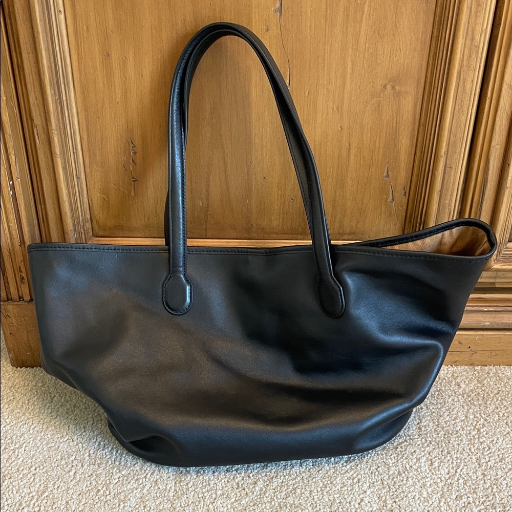 J. Crew Black Leather-Look Tote